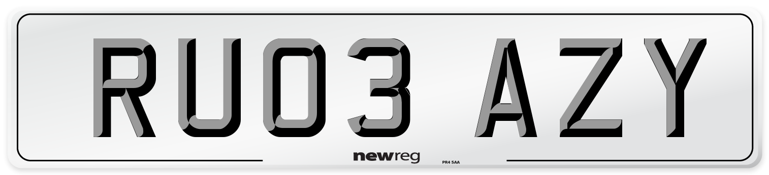 RU03 AZY Number Plate from New Reg